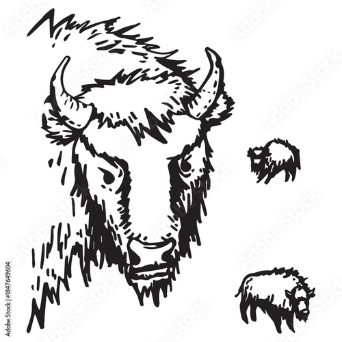 A set of stylized auroch in various sizes