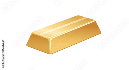 Shiny gold bar isolated on a clean white background, representing wealth and value.