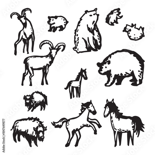 A set of stylized wild vector animals