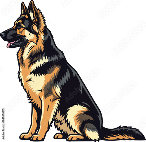 King Shepherd dog sitting side profile view cute pose