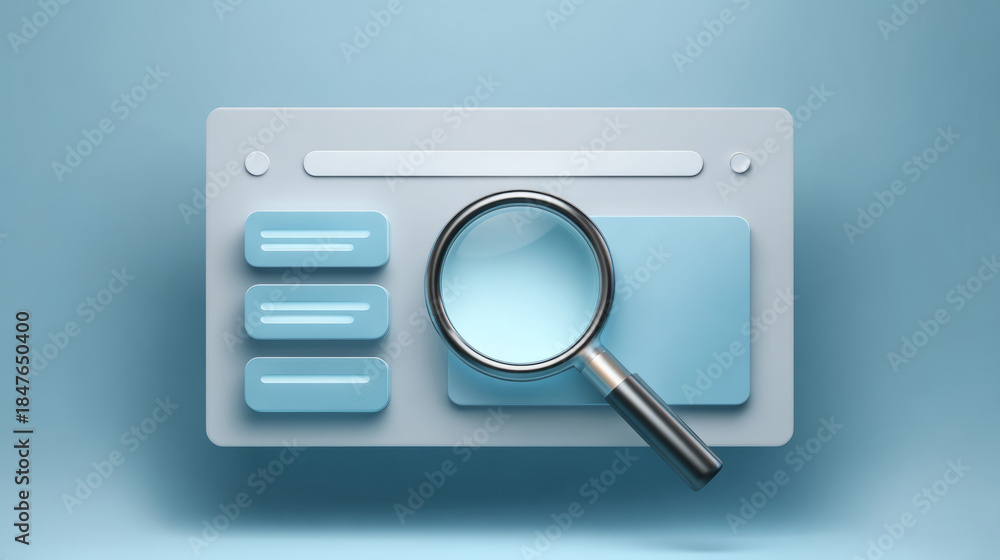Naklejka premium Magnifying Glass on Web Page Search Concept