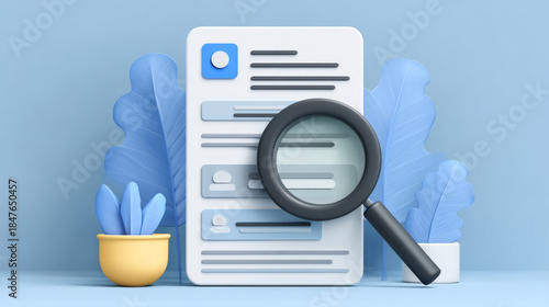 Magnifying Glass on Web Page Search Concept