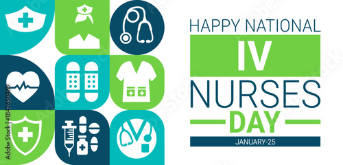 National iv nurses day Geometric shape pattern background, banner, card or poster design template is observed every year during January, to raise awareness about the mission. Vector illustration.