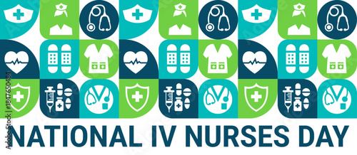 National iv nurses day Geometric shape pattern background, banner, card or poster design template is observed every year during January, to raise awareness about the mission. Vector illustration.