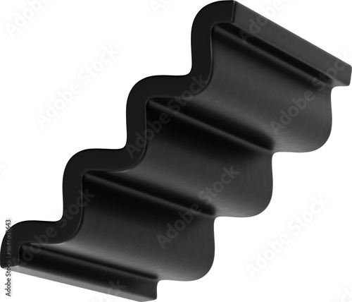 3D Black playful geometric shape, creative graphic abstract form isolated clipart. Render of basic modern illustration