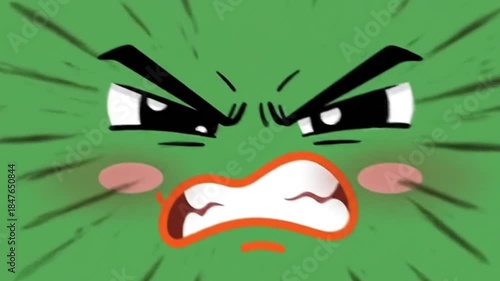 Angry pepe the frog emote face with green background