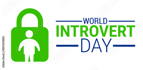 world introvert day background, banner, card or poster design template is observed every year during January, to raise awareness about the mission. Vector illustration.