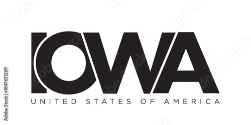 Iowa, USA typography slogan design. America logo with graphic city lettering for print and web.