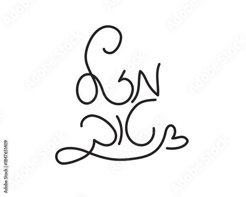 Hand written Hebrew Mazel Tov greeting with doodle heart illustration