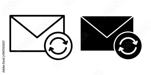 Email Update Black Icon Bundle for Message Refresh and Inbox Synchronization Tools