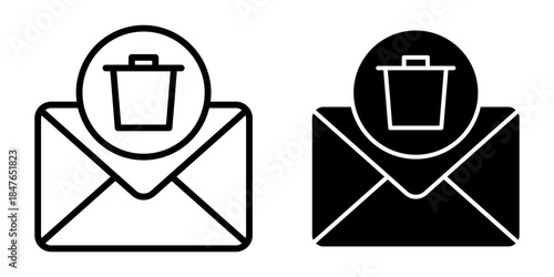 Email Trash Black Icon Bundle for Discarded Messages and Inbox Cleanup Features