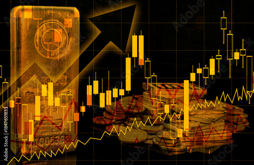 Gold bar showing prices going upward in candle