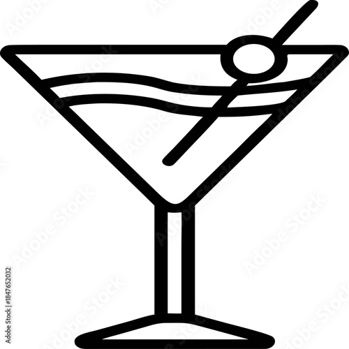 This is a simple icon of a martini glass garnished with an olive.