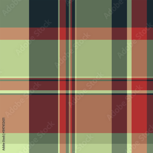 Minimalist check tartan background, handsome vector textile pattern. 1950s plaid seamless texture fabric in pastel and red colors.