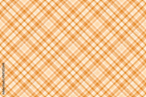 1940s check vector pattern, illustration textile seamless fabric. Copy space plaid texture background tartan in orange and antique white colors.
