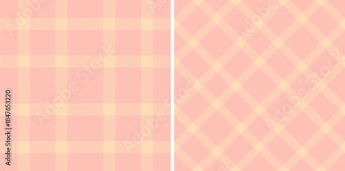 Seamless pastel plaid patterns. Soft pink  cream checkered textures. Perfect for backgrounds, textiles, crafts,  designs needing a gentle, classic touch.