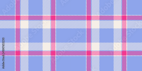 Overlayed plaid background vector, sewing fabric check pattern. Marriage textile seamless texture tartan in blue and linen colors.
