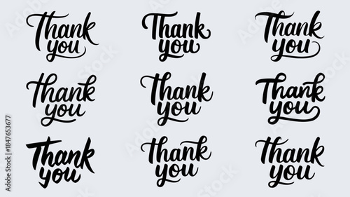 Elegant thank you message in various stylish and artistic typography designs