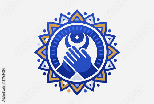 An artistic emblem featuring hands coming together, symbolizing unity and cooperation among diverse cultures.