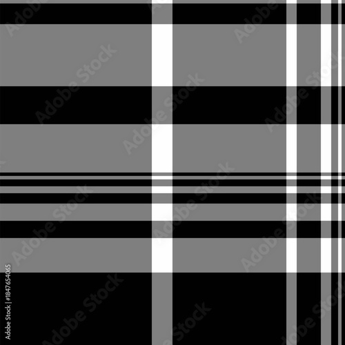 Linear texture textile background, installing vector plaid check. Folklore fabric seamless tartan pattern in gray and black colors.
