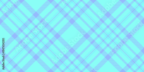 Fashionable check texture tartan, top textile background fabric. Plank seamless vector pattern plaid in teal and blue colors.
