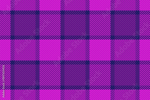Straight textile fabric vector, graph pattern tartan texture. Rag background plaid check seamless in purple and indigo colors.
