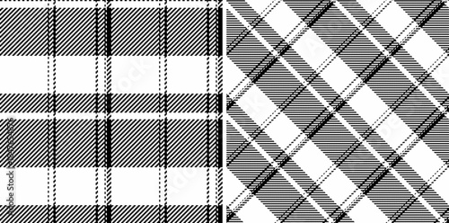 Check fabric tartan of textile seamless background with a texture vector pattern plaid. Set in monochrome colors. Tablecloth design ideas.