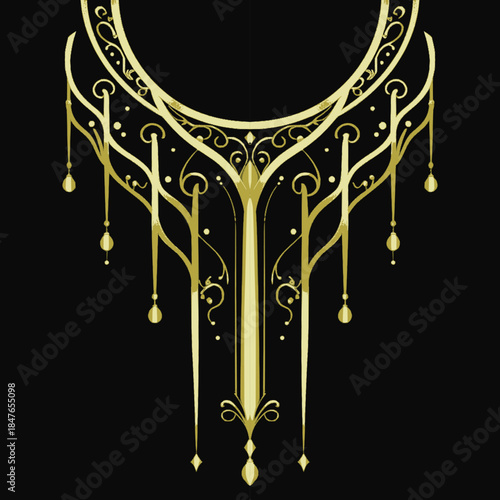 Decorative collar border pattern for garment and textile production. Suitable for apparel manufacturing, embroidery reference, print layout, and industrial fabric design.