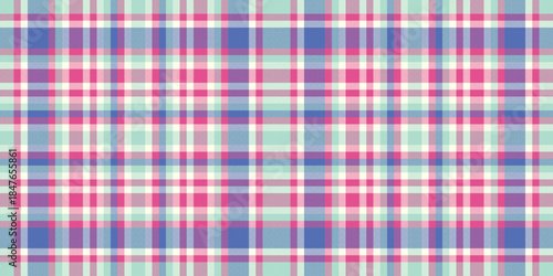 Stage fabric seamless tartan, linear vector textile plaid. Covering background check pattern texture in pink and ivory colors.