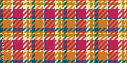 Age fabric plaid seamless, group textile texture check. Tee background vector tartan pattern in orange and temptation colors.