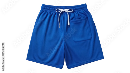 Fotografija Blue athletic shorts isolated PNG on transparent background, comfortable sportsw
