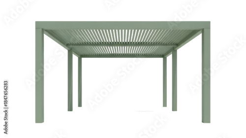 Konstfotografi Modern sage green pergola isolated PNG, outdoor structure for garden or patio sh