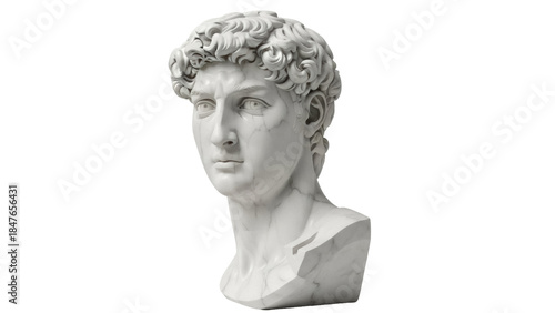 Canvas-taulu Michelangelo s David head sculpture isolated PNG, Renaissance art statue on tran