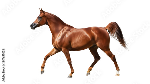 Vászonkép Chestnut Arabian horse isolated PNG, graceful equine with flowing mane and tail