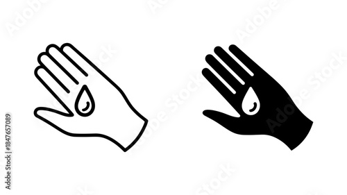 Hand with droplet icon symbolizing liquid, hygiene, or skincare product application