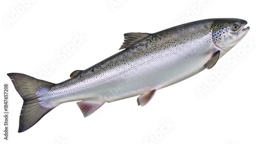 Fotografija Fresh Atlantic salmon isolated PNG on transparent background, whole raw fish wit