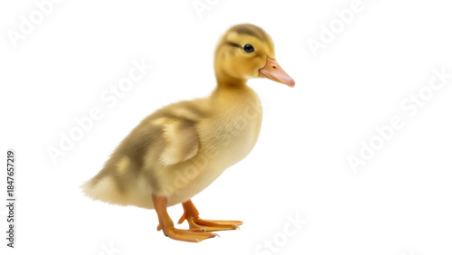 Bilde på lerret Adorable yellow duckling PNG isolated on transparent background, cute baby duck