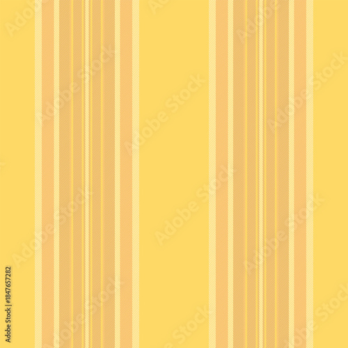 Dividing background stripe seamless, row vertical textile vector. Ornamental texture pattern fabric lines in yellow and orange colors.