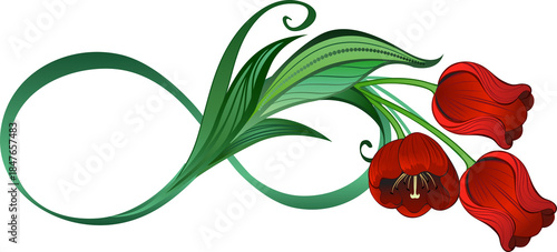 Infinity with red tulips