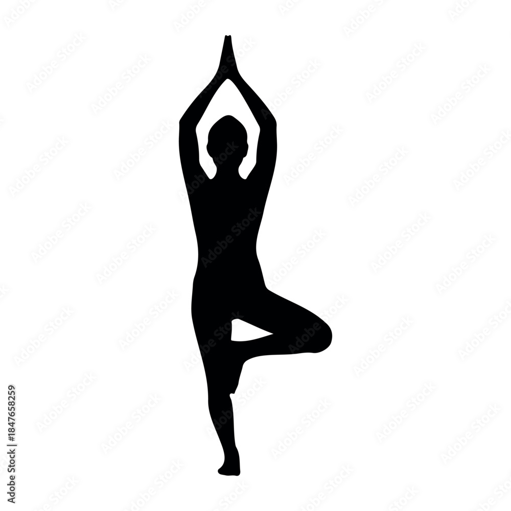 Fototapeta premium Yoga pose silhouette vector flat illustration design.