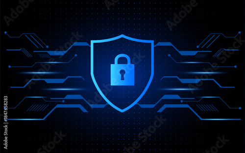 Cyber security technology concept , Shield With Keyhole icon , personal data , vector illustration.	
