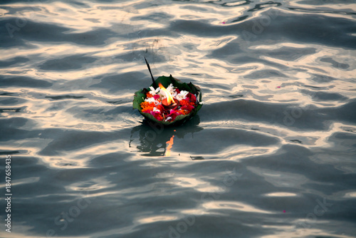 red flower on the water