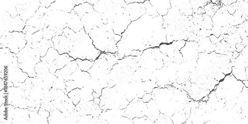 White surface with dark grey cracked texture pattern abstract background black broken chalk