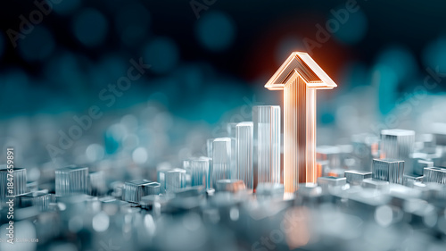 Investment Growth Chart with Rising Arrow, Financial Performance, Business Success and Market Trend Concept