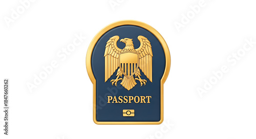 Elegant passport emblem with eagle and stars, symbolizing travel and national identity