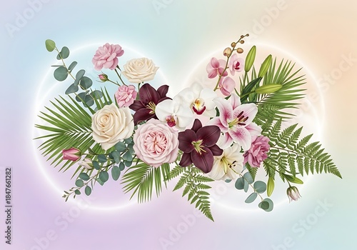 Luminous Floral Arrangement with Pastel Backdrop and Delicate Blooms