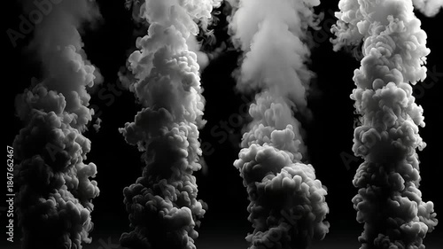 Dramatic Smoke Plumes Rising Against a Dark Backdrop - Visual Effects.