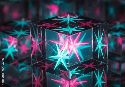 Refractive light through geometric shapes, creating ethereal visuals