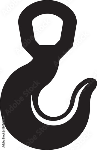 Lifting hook icon, crane, industrial lifting equipment symbols, heavy duty load , shackle and safety latch variations in solid and outline vector illustration isolated on transparent background