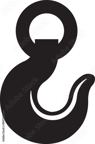 Lifting hook icon, crane, industrial lifting equipment symbols, heavy duty load , shackle and safety latch variations in solid and outline vector illustration isolated on transparent background